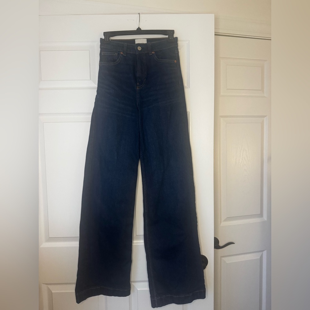 Reformation Dark Blue Flare & Wide Leg Jeans